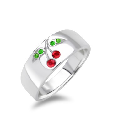 Cherry Rhinestone Silver Rings NSR-10